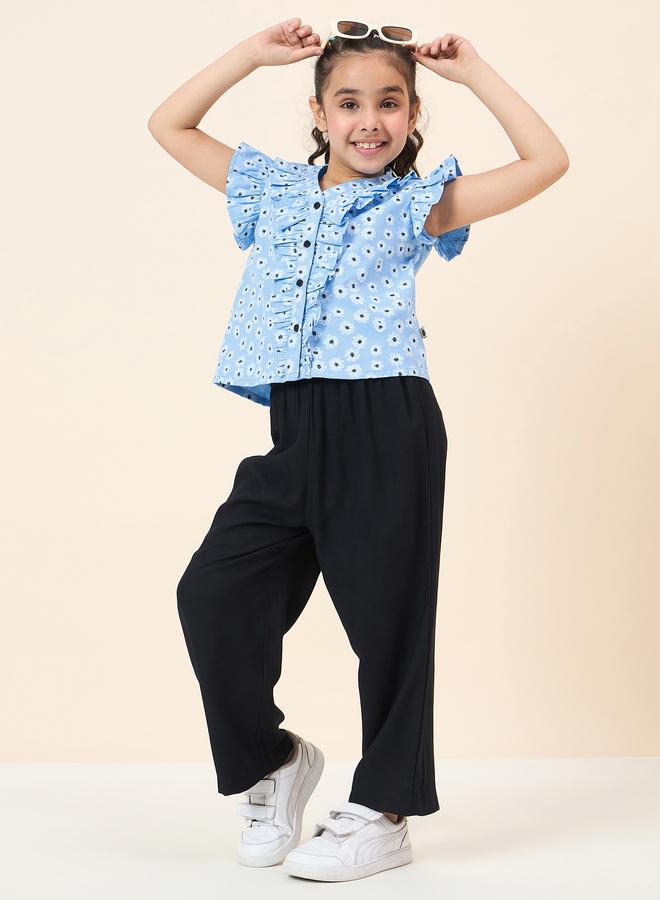 Stylo Bug Girls Floral Ruffle Shirt And Pants Set - Image 2