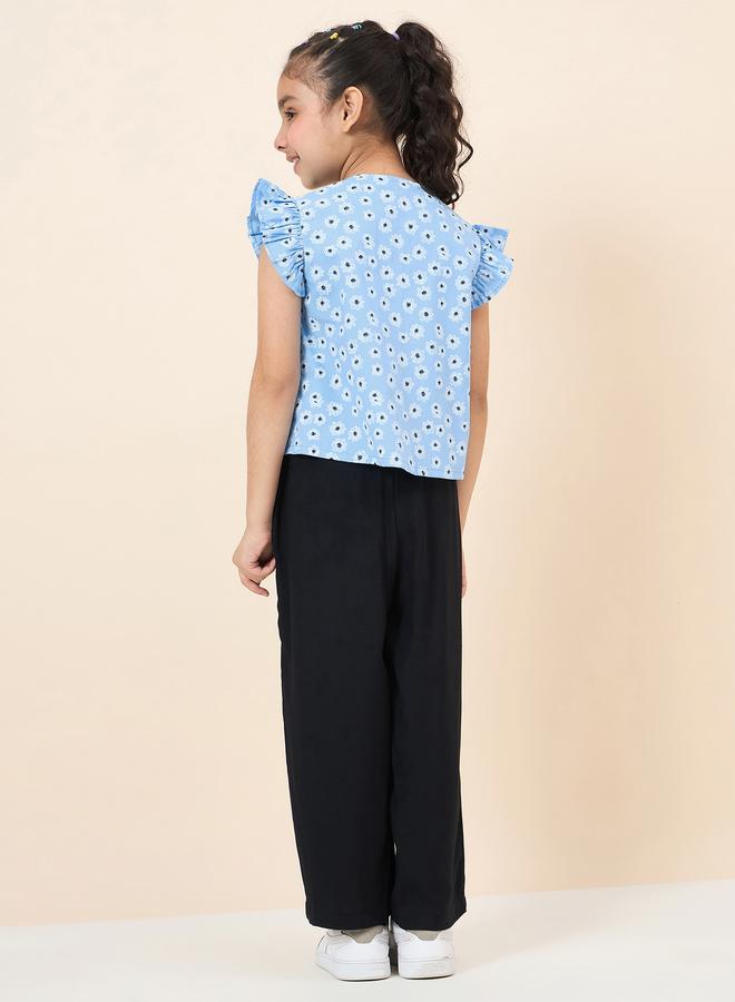 Stylo Bug Girls Floral Ruffle Shirt And Pants Set - Image 3