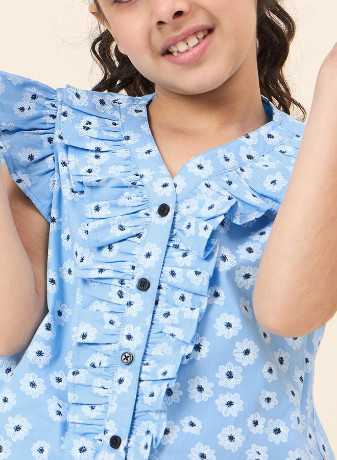 Stylo Bug Girls Floral Ruffle Shirt And Pants Set - Image 4