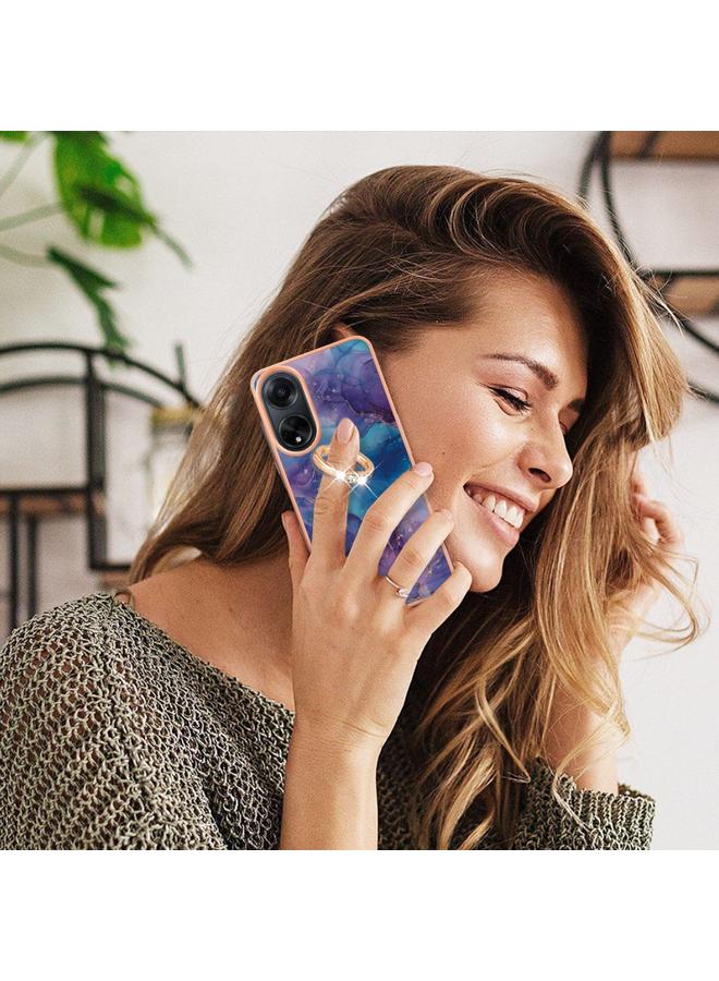 اس-توب جراب لهاتف OPPO A98، جراب هاتف IMD مزدوج الجوانب مطلي بالرخام مع حلقة - Image 5