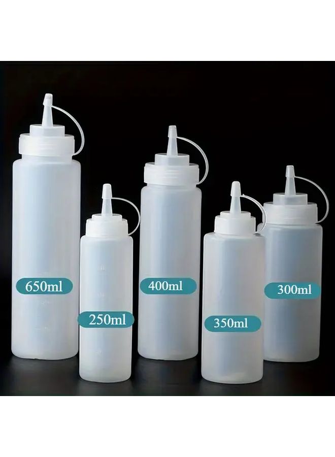 2pcs White 650ml Squeeze Bottles for Ketchup Dressing Salad Kitchen Supplies - Image 1