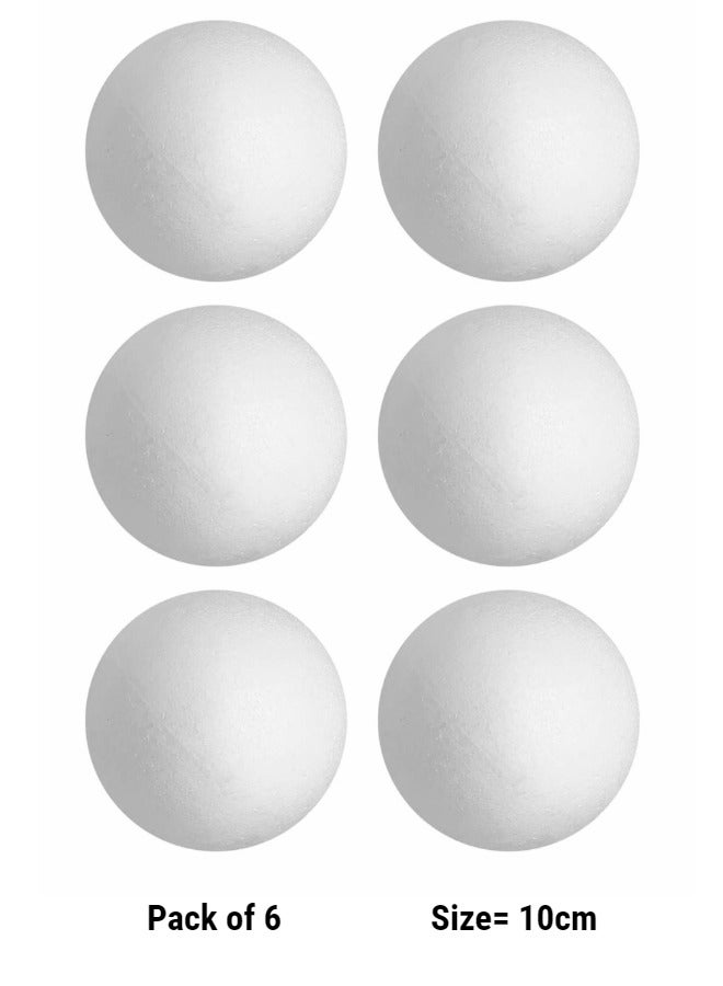 كرافت ماجيك، كرات الستايروفوم البيضاء، كرات إسفنجية بيضاء من البوليسترين للفنون والحرف اليدوية، المنزلية، المشروعات المدرسية، عبوة تزيين الحفلات مكونة من 6 قطع (الحجم - 10 سم) - Image 2