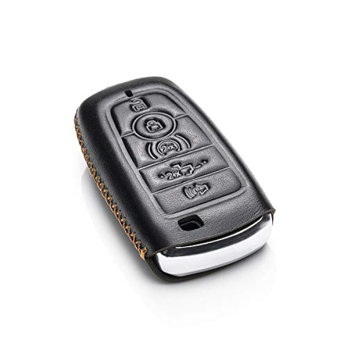 Vitodeco Leather Smart Key Fob Case Compatible with Ford Escape 2025, Bronco 2025, Explorer 2025, Edge 2025, Expedition 2025, F-150, Mustang 2025, F150 2025 and More Models (5-Button, Black) - Image 3