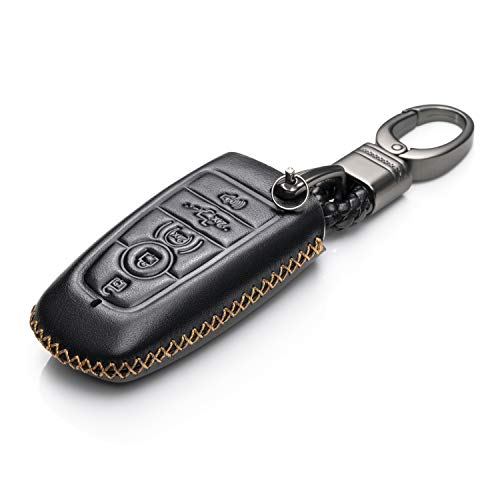 Vitodeco Leather Smart Key Fob Case Compatible with Ford Escape 2025, Bronco 2025, Explorer 2025, Edge 2025, Expedition 2025, F-150, Mustang 2025, F150 2025 and More Models (5-Button, Black) - Image 2