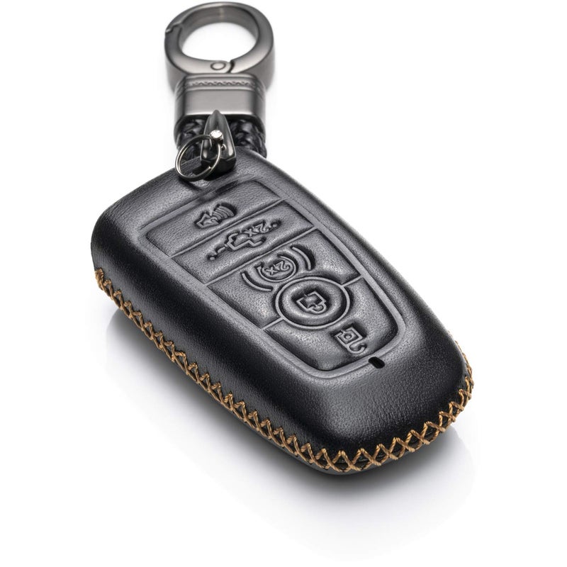 Vitodeco Leather Smart Key Fob Case Compatible with Ford Escape 2025, Bronco 2025, Explorer 2025, Edge 2025, Expedition 2025, F-150, Mustang 2025, F150 2025 and More Models (5-Button, Black) - Image 5