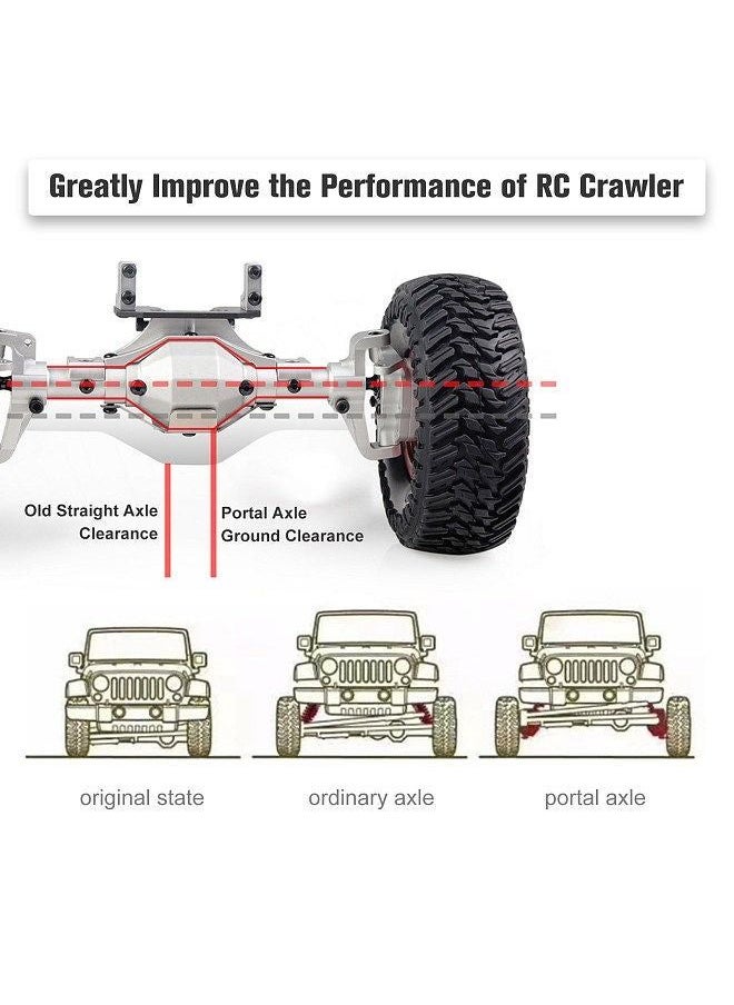 NIBEMINENT - CNC Machined Aluminum Alloy Front and Rear Axle for 1/10 RC Crawler Car Compatible with Axial SCX10 I II 90046 90047 RGT 86100 Redcat GEN8 DIY Upgrade Parts - Image 1