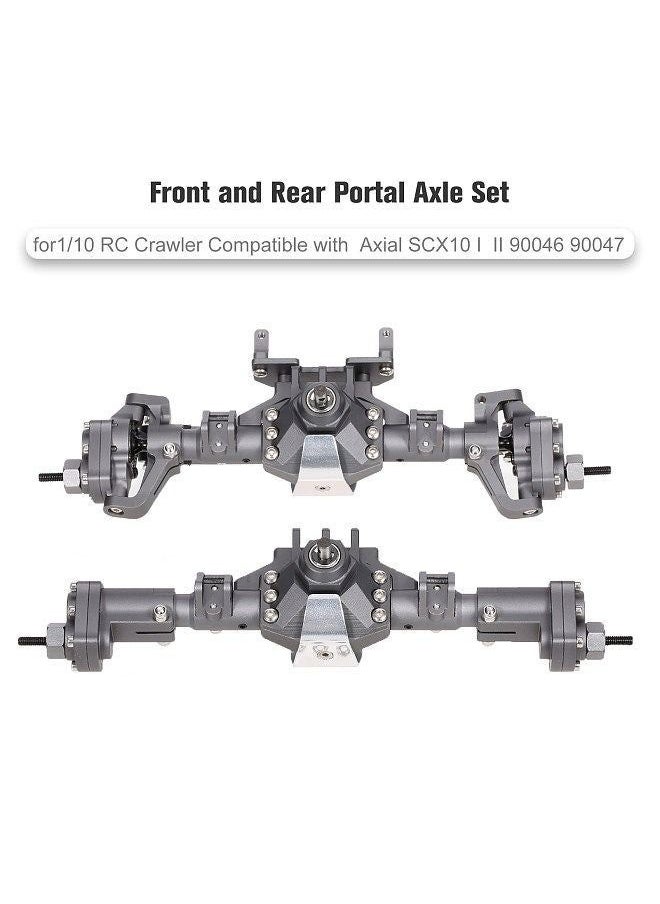 NIBEMINENT - CNC Machined Aluminum Alloy Front and Rear Axle for 1/10 RC Crawler Car Compatible with Axial SCX10 I II 90046 90047 RGT 86100 Redcat GEN8 DIY Upgrade Parts - Image 1