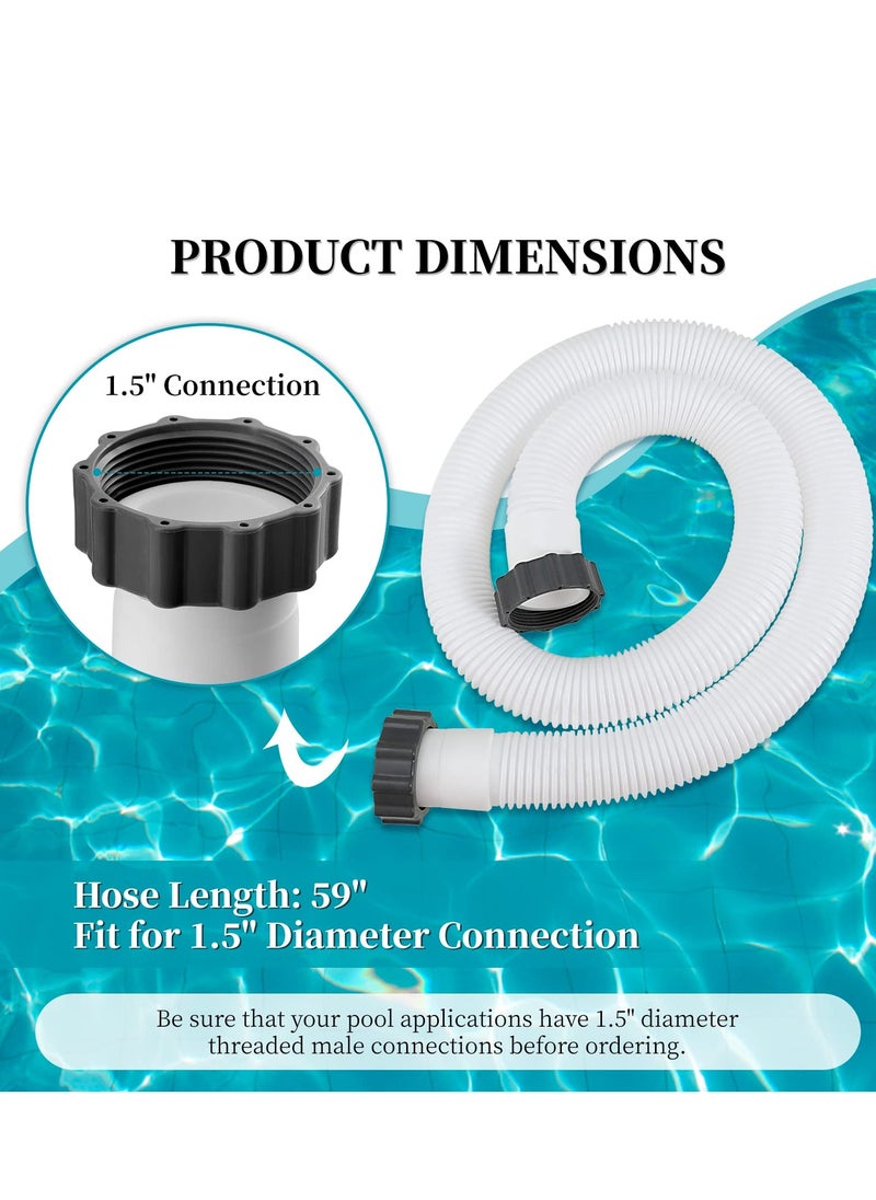 Excefore - Pool Pump Hoses Adapter - 1.5" Diameter, 59" Long, Pool Replacement Hose for Above Ground Pools, Compatible with Intexx, Coleman Filter Pumps, Sand Filters & Saltwater Systems 2 Pack - Image 1