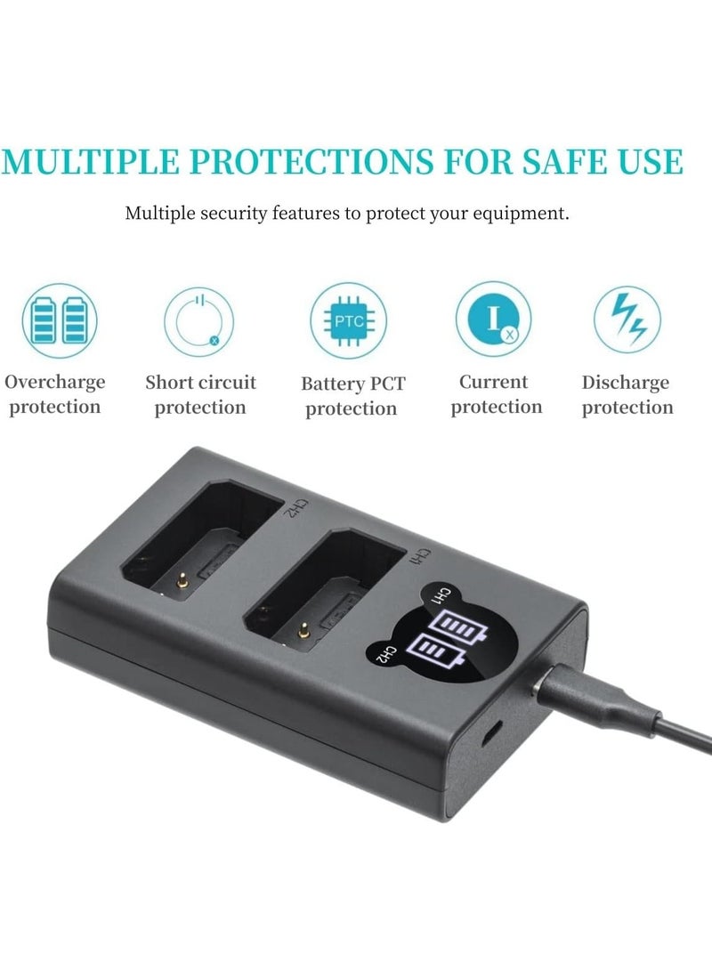 Dual Slot Battery Charger for Canon LC-E10 LC-E10C LC-E10E Batteries Compatible with EOS Rebel T7 T6 T5 T3 T100 4000D 3000D 2000D 1500D 1300D 1200D 1100D Cameras with Power Supply Cord - Image 3