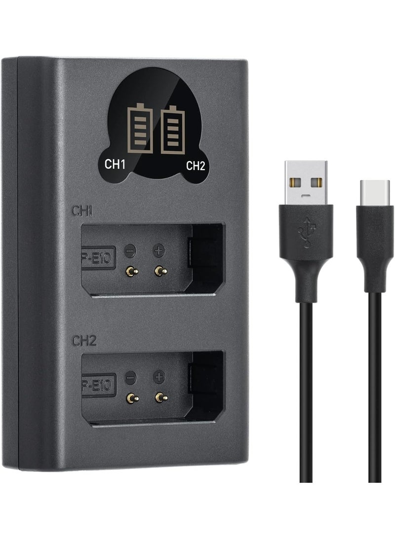 Dual Slot Battery Charger for Canon LC-E10 LC-E10C LC-E10E Batteries Compatible with EOS Rebel T7 T6 T5 T3 T100 4000D 3000D 2000D 1500D 1300D 1200D 1100D Cameras with Power Supply Cord - Image 1