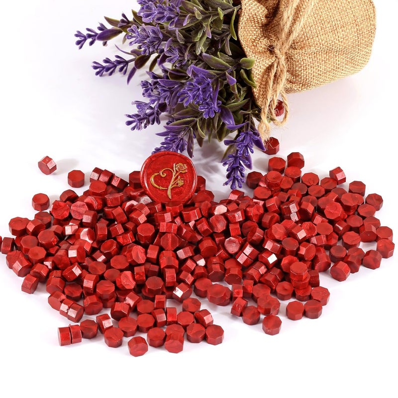 Yoption 360 Pcs Antique Wine Red Sealing Wax Beads Set for Wax Seal Stamp with Candles and Melting Spoon - Image 5