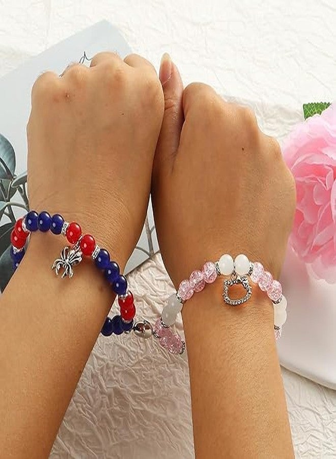 SUPER SOFTENER SUPERSOFTNER Magnetic Bracelets 2Pcs Love Matching Spidermen Beads Bracelet Set Adjustable Bracelets for Men Women Couples Friends Gift Friendship - (Pack of 2) - Image 4