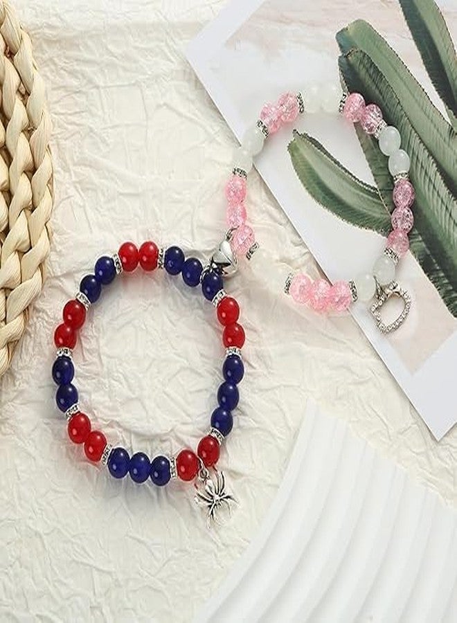 SUPER SOFTENER SUPERSOFTNER Magnetic Bracelets 2Pcs Love Matching Spidermen Beads Bracelet Set Adjustable Bracelets for Men Women Couples Friends Gift Friendship - (Pack of 2) - Image 5