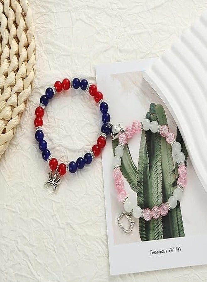 SUPER SOFTENER SUPERSOFTNER Magnetic Bracelets 2Pcs Love Matching Spidermen Beads Bracelet Set Adjustable Bracelets for Men Women Couples Friends Gift Friendship - (Pack of 2) - Image 3