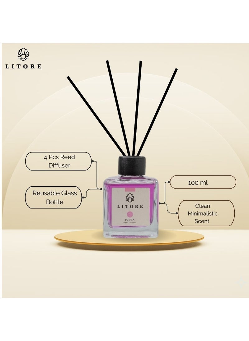 Litore Litore Powder Reed Diffuser, Best Diffuser Aromatherapy Perfume, Home Fragrance, Oil Diffuser & Reed Diffuser Sticks - Perfect for Home & Office - 100 ml  - Image 3