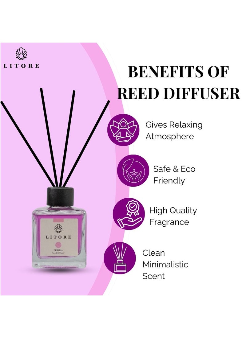 Litore Litore Powder Reed Diffuser, Best Diffuser Aromatherapy Perfume, Home Fragrance, Oil Diffuser & Reed Diffuser Sticks - Perfect for Home & Office - 100 ml  - Image 4