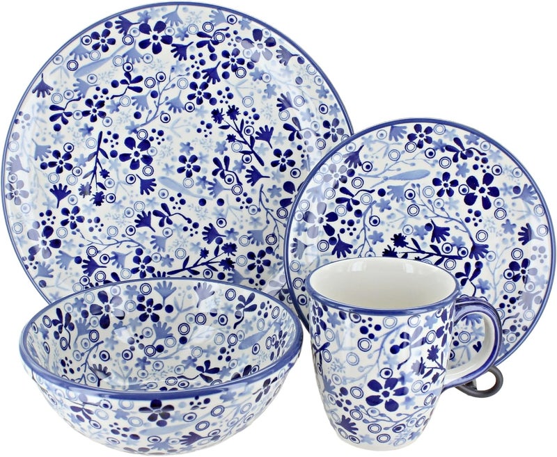 Blue Rose Pottery Blue Rose Polish Pottery Darcy 4 Piece Place Setting Service for 1  - Image 1