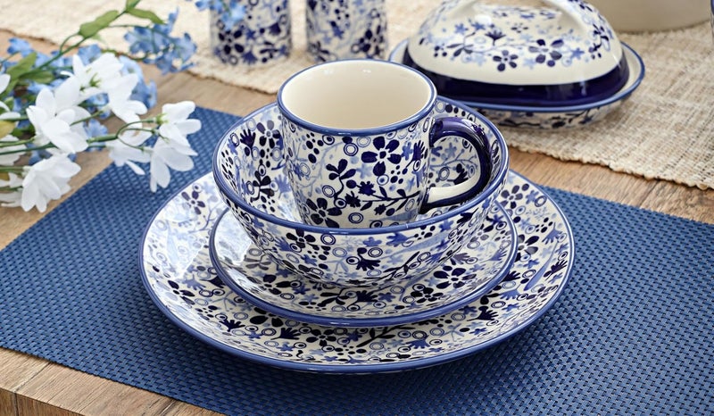 Blue Rose Pottery Blue Rose Polish Pottery Darcy 4 Piece Place Setting Service for 1  - Image 2