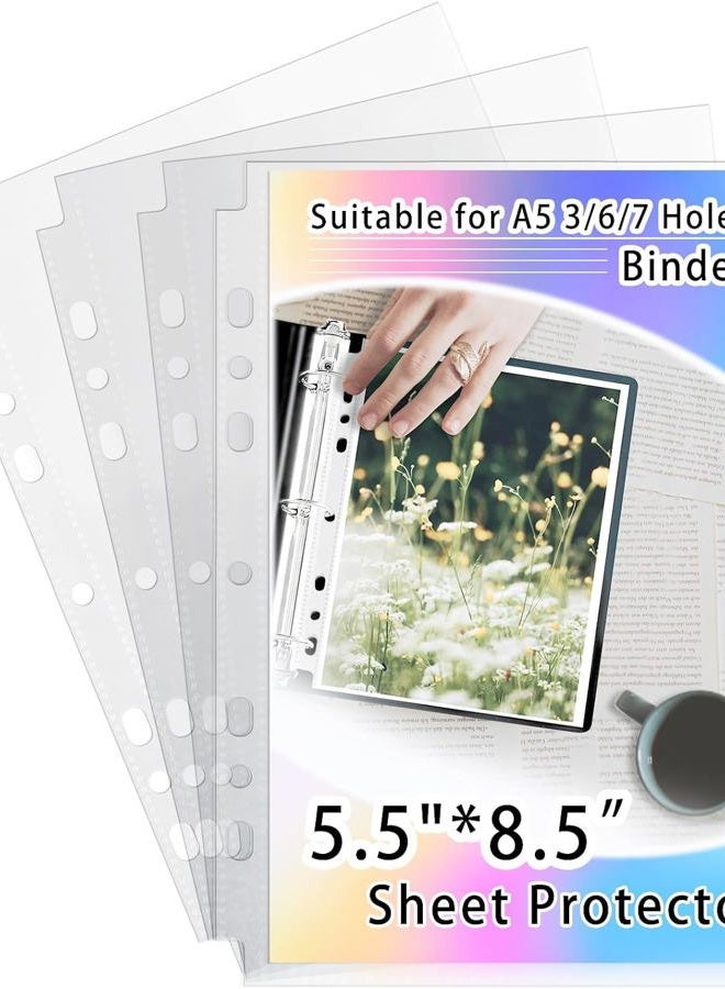 AZATUS 40 Pack Sheet Protectors 5.5x8.5"Photocard Sleeves for 6 Ring A5 Binder, A5 Binder 6 Ring (80 Pockets) - Image 1
