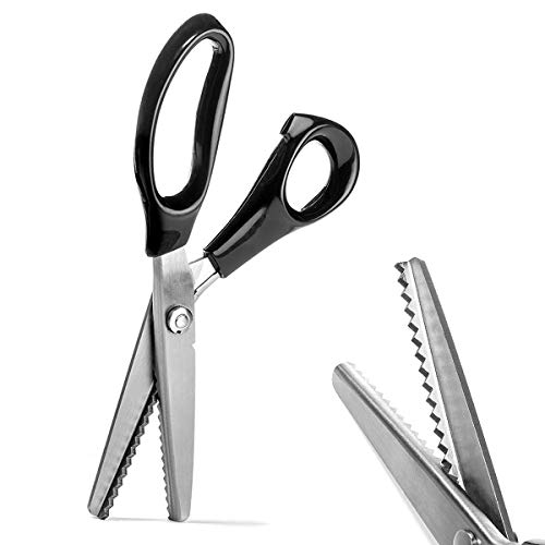 Xemz Pinking Shears, Stainless Steel Dressmaking Scissors, Serrated and Scalloped Blades, Professional Sewing Craft Cut Tailor Zig-Zag Tool, Fabric Decoration Comfort Grip Soft Handheld (Serrated 3mm) - Image 1