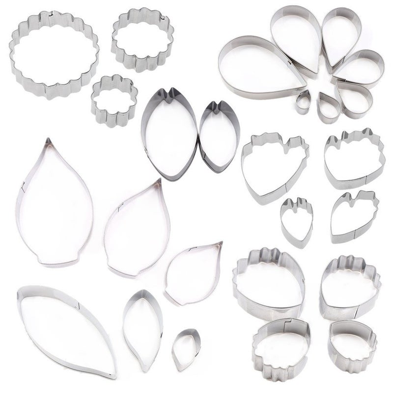 Colorkitchenware 26Pcs Stainless Steel Gum Paste Flower and Leaf Cutter Set Fondant Flower Cookie Cutter Sugarcraft Flower Making Tool for Wedding Birthday Cake Decorating - Image 3