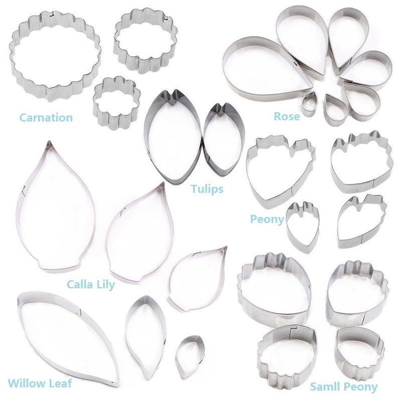 Colorkitchenware 26Pcs Stainless Steel Gum Paste Flower and Leaf Cutter Set Fondant Flower Cookie Cutter Sugarcraft Flower Making Tool for Wedding Birthday Cake Decorating - Image 5