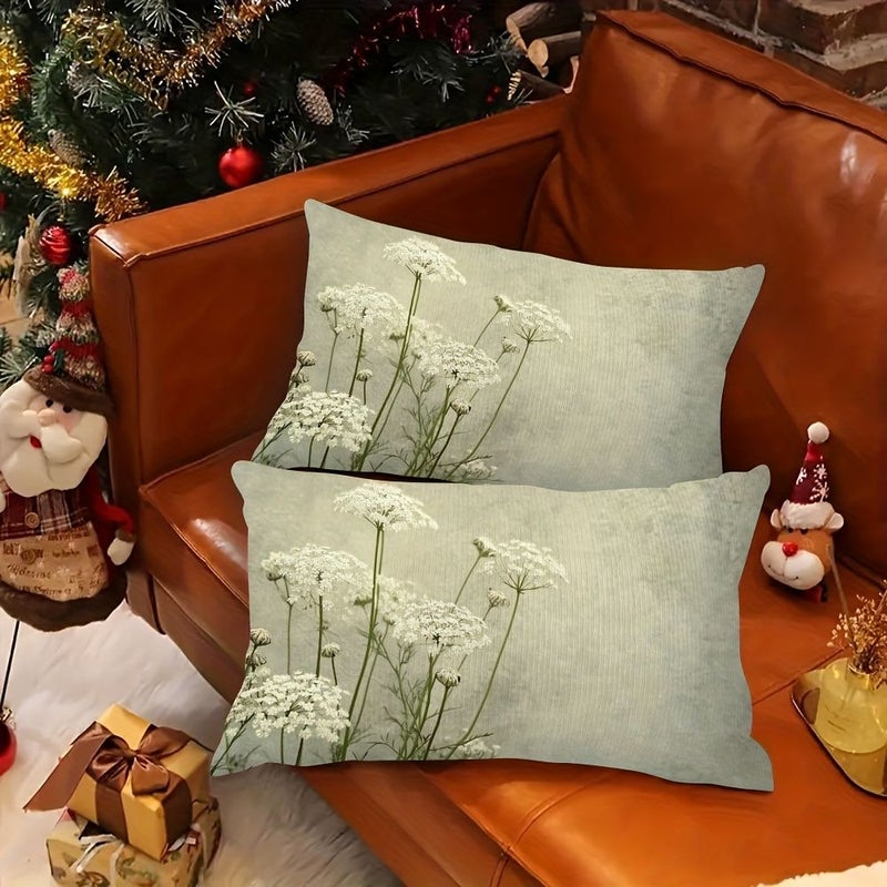 2Pcs Super Soft Plush Throw Pillows Queen Annes Lace Print 12x20 Inch Sofa Bedroom Decor - Image 5