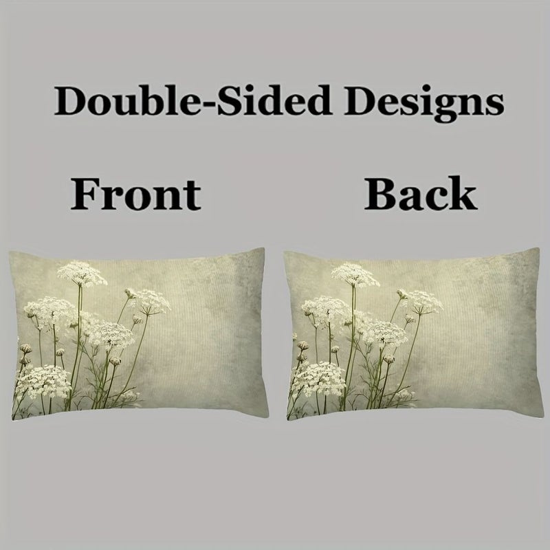 2Pcs Super Soft Plush Throw Pillows Queen Annes Lace Print 12x20 Inch Sofa Bedroom Decor - Image 2