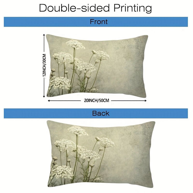 2Pcs Super Soft Plush Throw Pillows Queen Annes Lace Print 12x20 Inch Sofa Bedroom Decor - Image 3