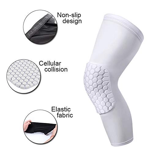 PISIQI Knee Pads Compression Pads Long Leg Sleeve Collision Avoidance Brace Protection Knee Sleeve for Basketball Football Volleyball Cycling (1 Pair) - Image 3