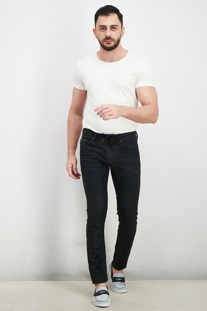 DIESEL سروال غسيل عادي للرجال مع حبل سحب، منتصف الليل - Image 4