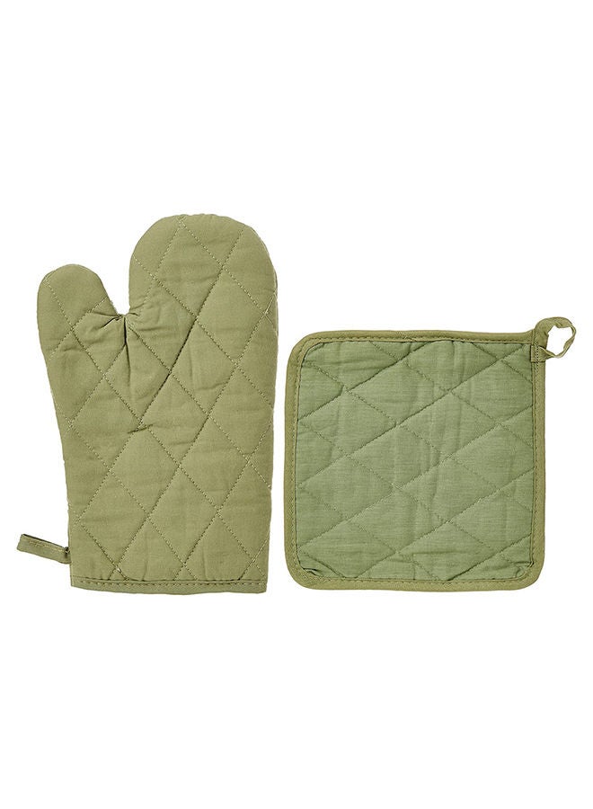 Princess 2-Piece Gloves/Oven Mitt And Pot Holder Set Sage Green  - Image 1