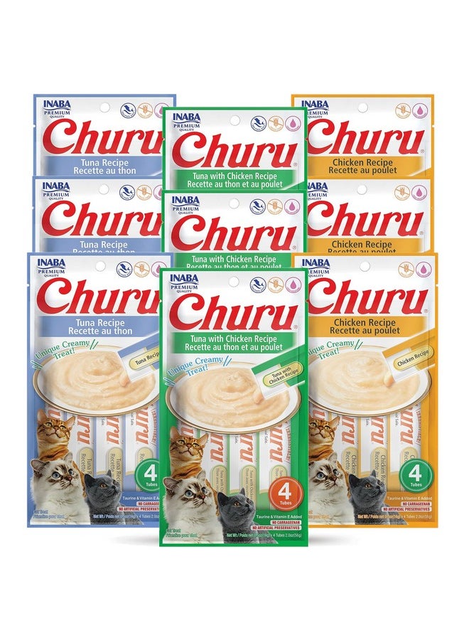 إينابا مكافآت القطط الطبيعية من Churu Lickable Purée (عبوة متنوعة من التونة والدجاج، 36 أنبوبًا)  - Image 1