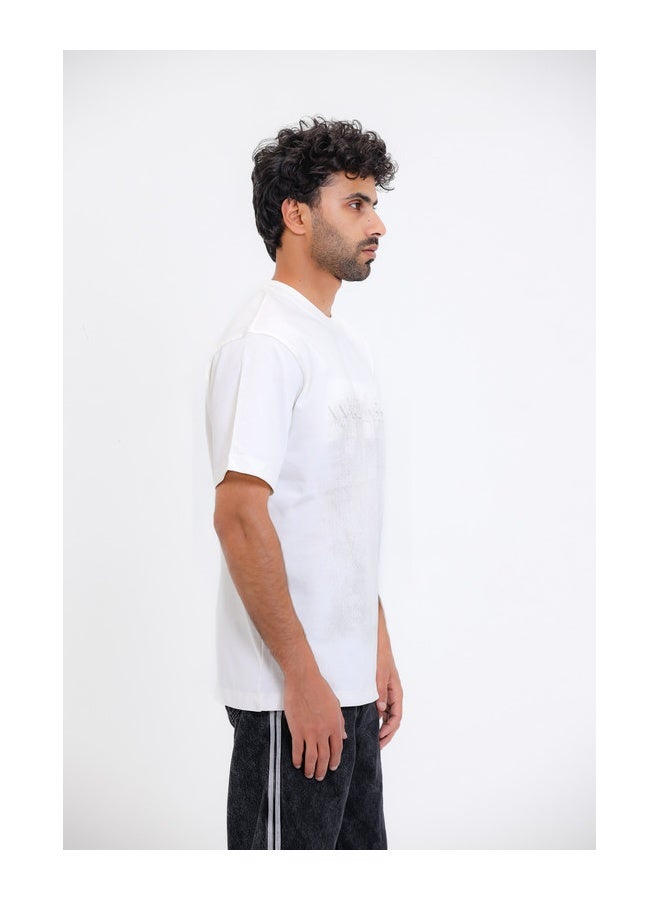 WHITE RABBIT White T-Shirt with Distressed Print - Image 4