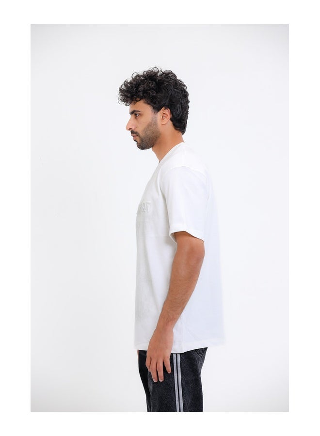 WHITE RABBIT White T-Shirt with Distressed Print - Image 3