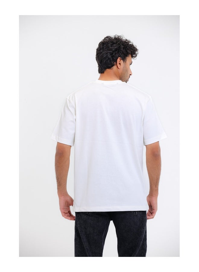 WHITE RABBIT White T-Shirt with Distressed Print - Image 2