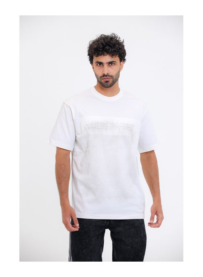 WHITE RABBIT White T-Shirt with Distressed Print - Image 1