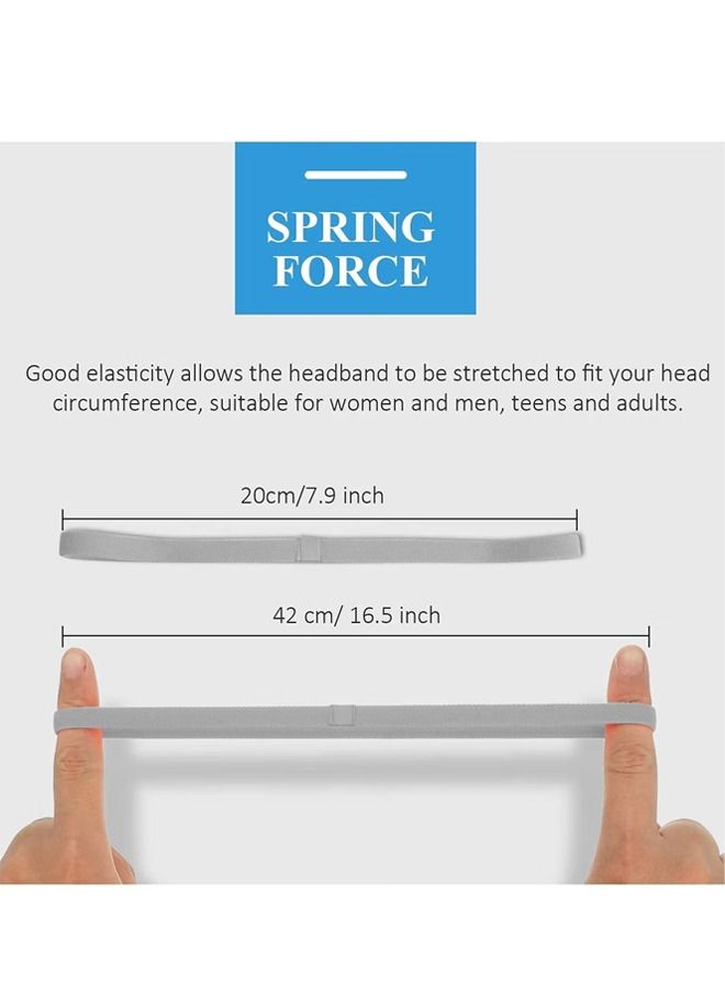 Generic Sport Headbands, 4 Pcs Thick Non-Slip Hair Headbands for Women and Men, Elastic Sport Hairband Athletic Head Bands for Gym Hockey Football Tennis Yoga(Black, White, Grey, Royal Blue) - Image 2