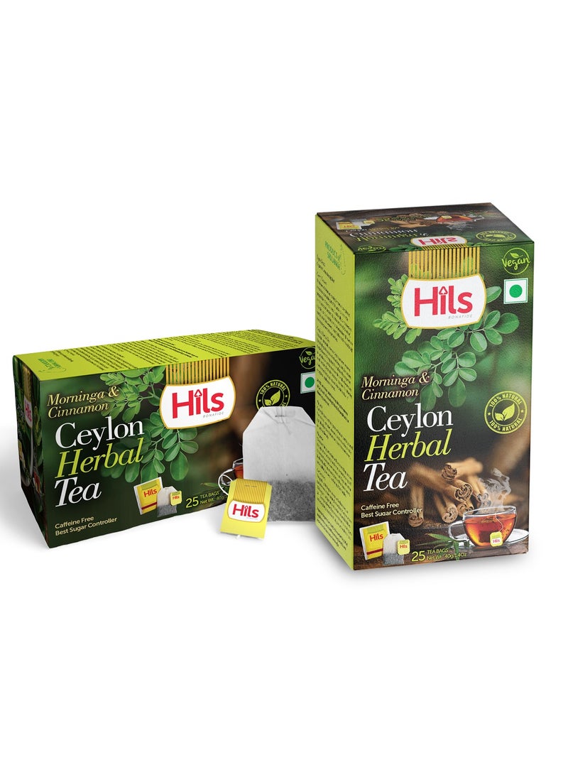 هيلز شاي أعشاب المورينجا والقرفة العضوي، 25 كيس شاي في كل عبوة - Image 1