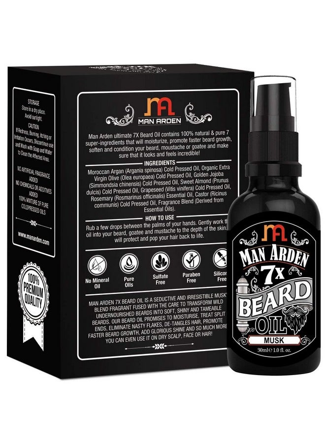 Man Arden 7X Beard Oil 30Ml (Musk) - 7 Premium Oils Supports Beard Growth & Nourishment  - Image 3
