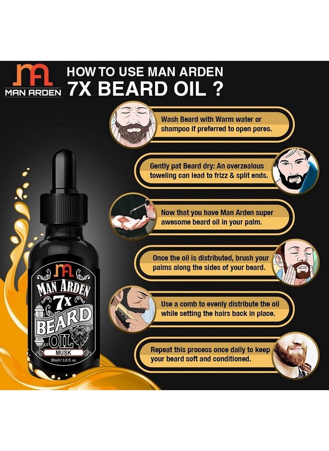 Man Arden 7X Beard Oil 30Ml (Musk) - 7 Premium Oils Supports Beard Growth & Nourishment  - Image 4