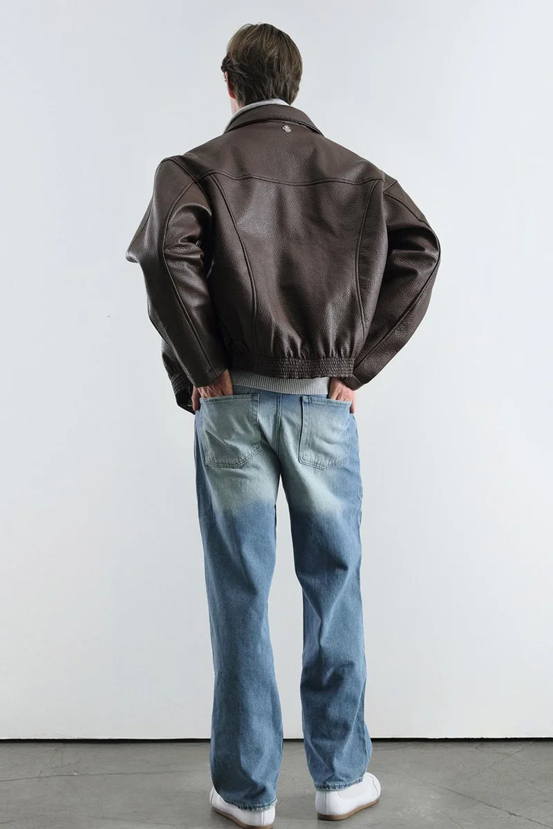 Giesto Beaver Brown GIESTO Short Faux Leather Zip Jacket for Men | Best Price UAE