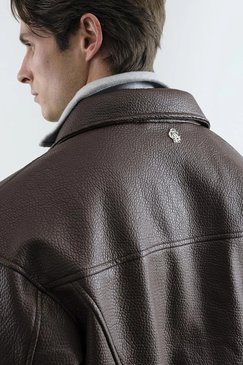 Giesto Beaver Brown GIESTO Short Faux Leather Zip Jacket for Men | Best Price UAE