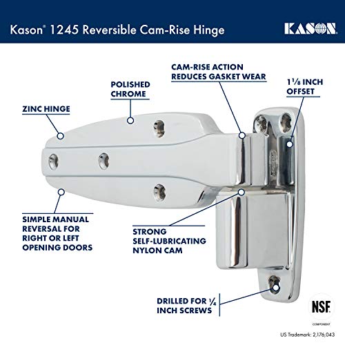 Kason 1245 Reversible Cam-Rise Hinge, 1 to 1/8 Inch Offset, 11245000040 - Image 3