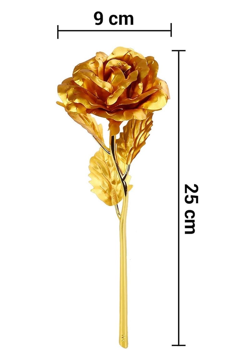 RIVUGJA RIVUGJA 24K Gold Plated Artificial Rose Showpiece Rose Flower with Golden Leaf Elegant Gift for Valentines Day Rose Day Anniversary Wedding and Special Occasions for Wife Girlfriend Husband  - Image 2
