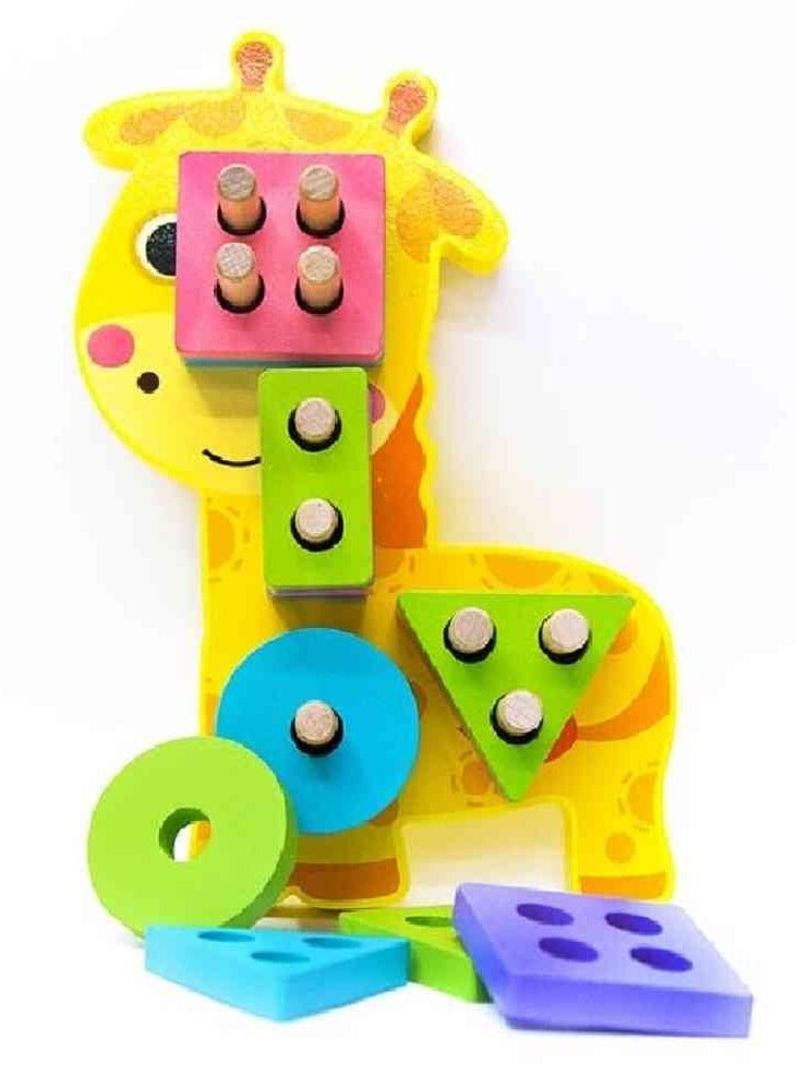 UKR Giraffe Sorting Shapes Puzzle – Educational Multicolored Toy for Kids | Learning Activity for Toddlers | Shape Sorting Toy for Early Childhood Development | Interactive Puzzle for Boys &  Girls - Image 1
