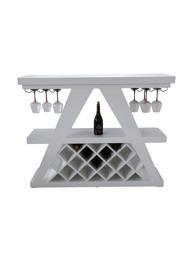 DANUBE HOME Cesna Glass Top Bar Counter With Wine Rack And Bottle Holder | Sturdy Kitchen Organiser Rack | Modern Design Sideboard Cabinet For Dining Room L140xW40xH110cm - High Gloss White - Image 4