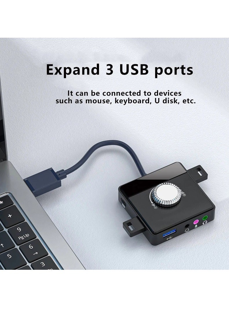 بطاقة صوت خارجية USB 3 منافذ إلى مقبس 3.5 ملم مع إمكانية تعديل مستوى الصوت بدون سائق وبطاقة صوت ستيريو خارجية الوصف - Image 4