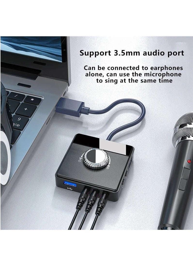 بطاقة صوت خارجية USB 3 منافذ إلى مقبس 3.5 ملم مع إمكانية تعديل مستوى الصوت بدون سائق وبطاقة صوت ستيريو خارجية الوصف - Image 5