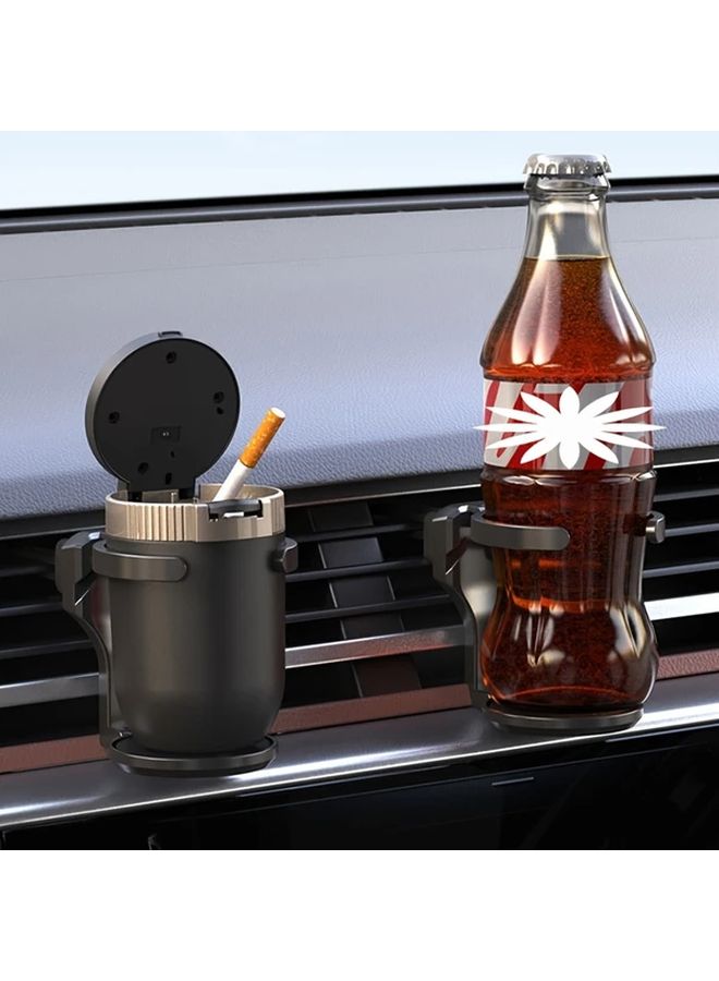 2pcs Car Ashtray Cup Holder Set Multifunctional Water Cup Holder With Black Blue Metal Liner - Image 4